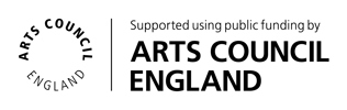 Arts Council England logo, Supported by using public funding by Arts Council England