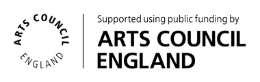 Arts Council England logo, Supported by using public funding by Arts Council England