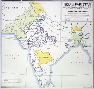 Map Of The Partition Of India Ander Open Government Licence V3.0